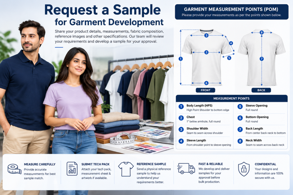 Request a Sample garment measurement points for men and women